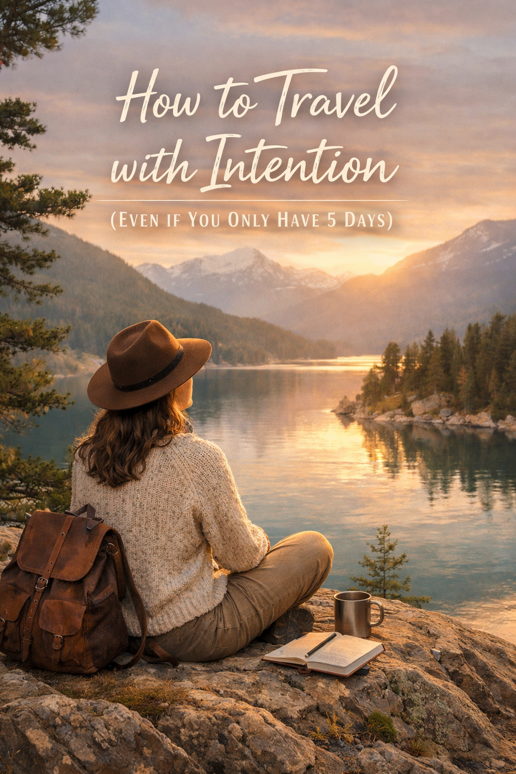 Woman practicing intentional travel, enjoying a calm and meaningful moment during a short trip.