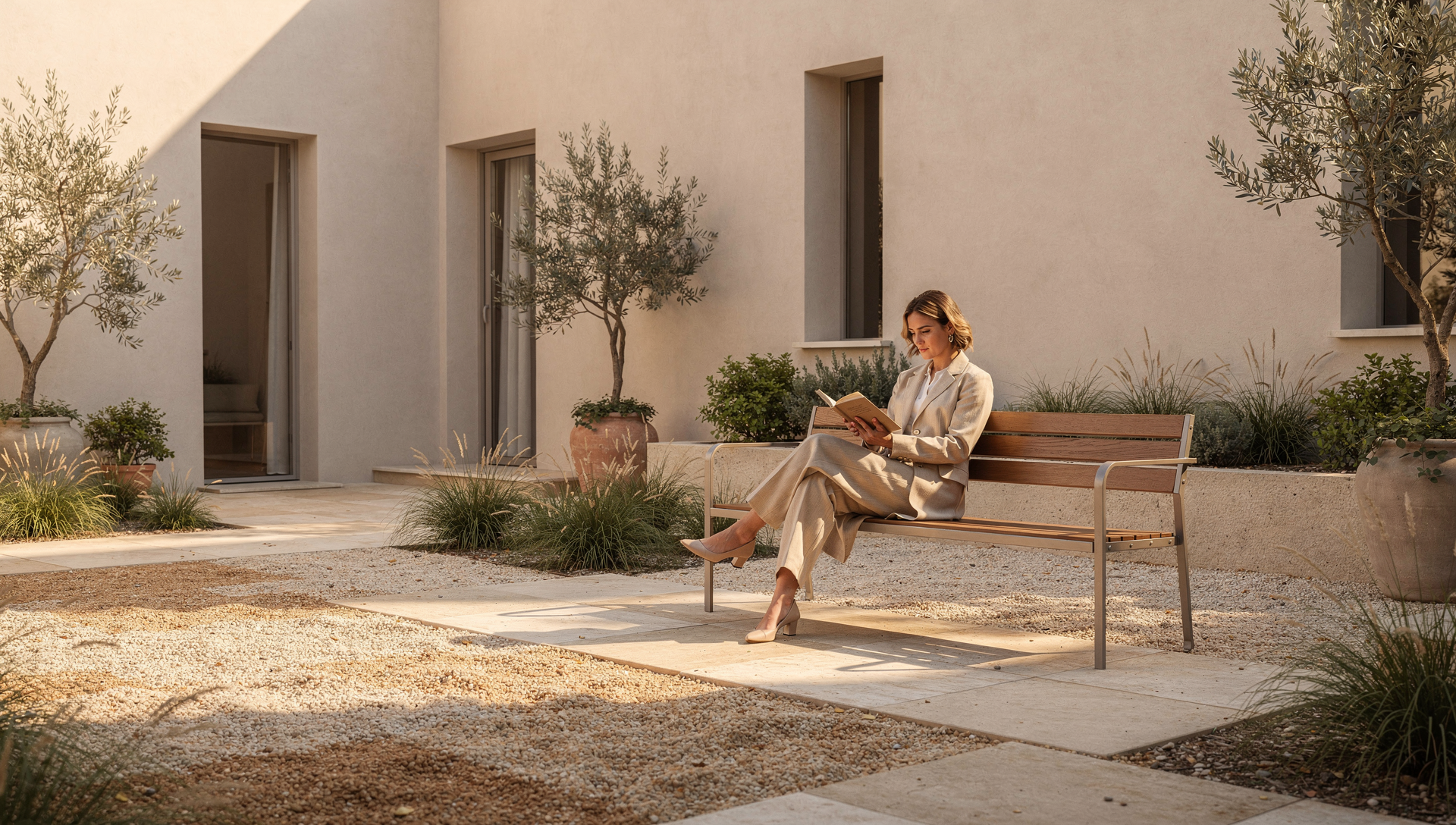 Woman experiencing a cultural destination alone, reflecting, during meaningful travel journey