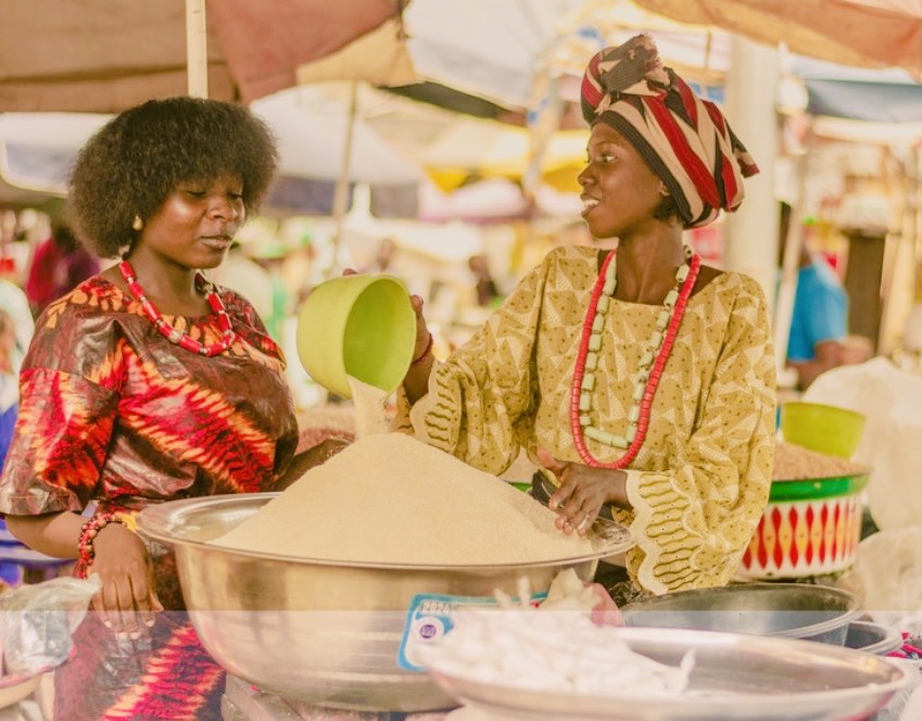 Women enjoying cultural food