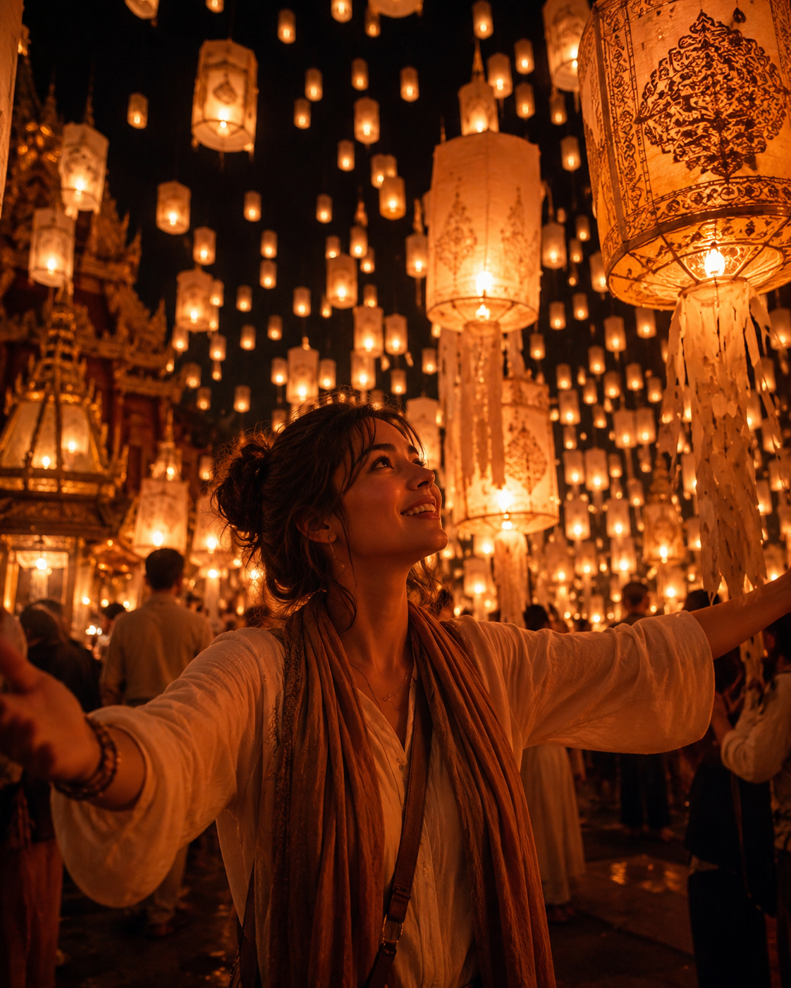 Traveler experiencing authentic cultural traditions around the world including festivals, local markets, and immersive cultural experiences.