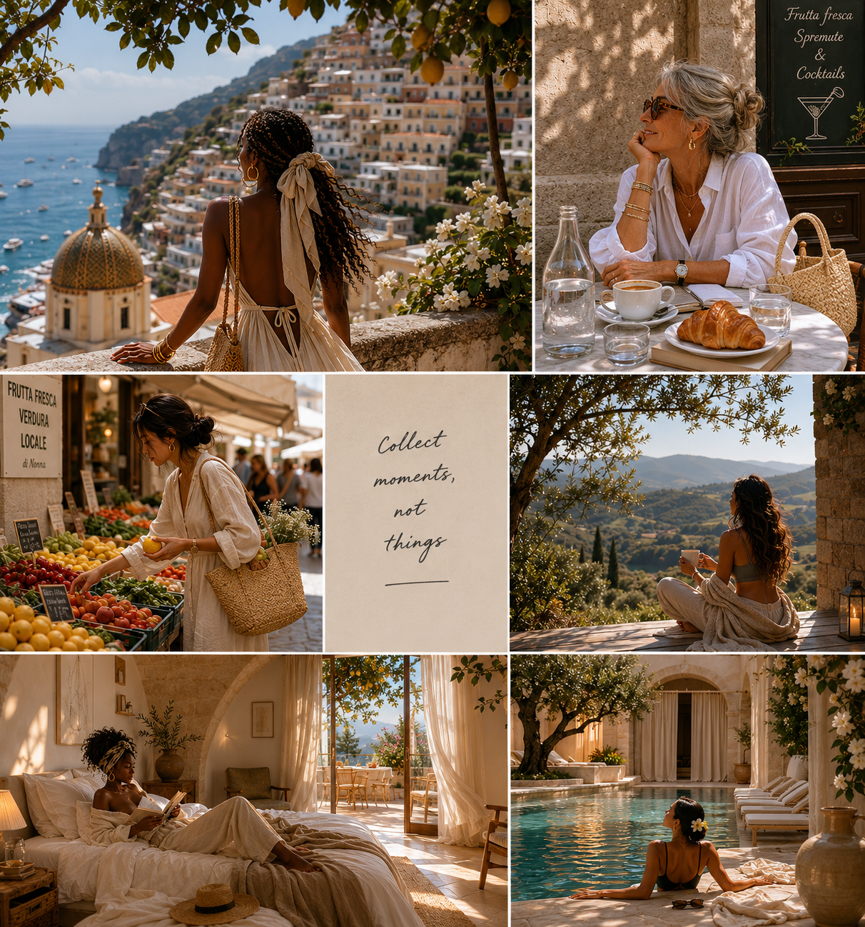 Women experiencing different styles of cultural travel in beautiful international destinations